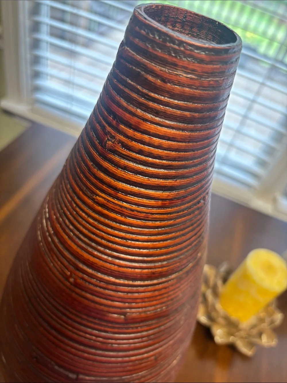 Modern Ribbed Floor Vase in Red and Brown - Home Accents